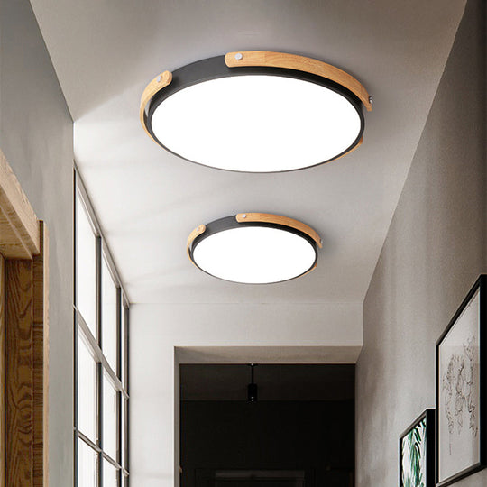 Modern LED Ceiling Lamp - Black/White Circle Bathroom Ceiling Mount Light - Warm/White Light