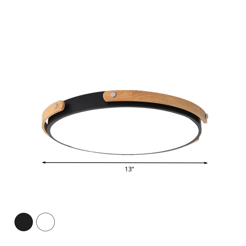 Modern Led Ceiling Lamp - Black/White Circle Bathroom Mount Light Warm/White