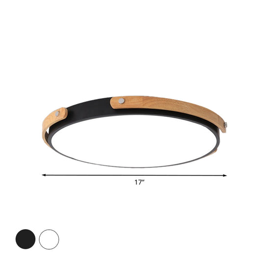 Modern LED Ceiling Lamp - Black/White Circle Bathroom Ceiling Mount Light - Warm/White Light