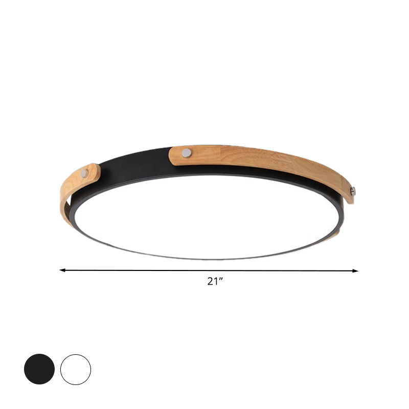 Modern LED Ceiling Lamp - Black/White Circle Bathroom Ceiling Mount Light - Warm/White Light