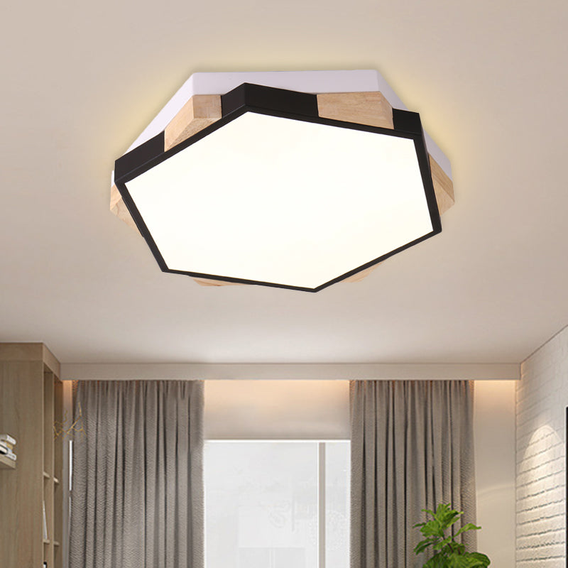 Hexagon LED Flush Ceiling Light - Acrylic Macaron Style - Eye-Caring Lamp (Black/Blue/Green/Pink/Yellow)