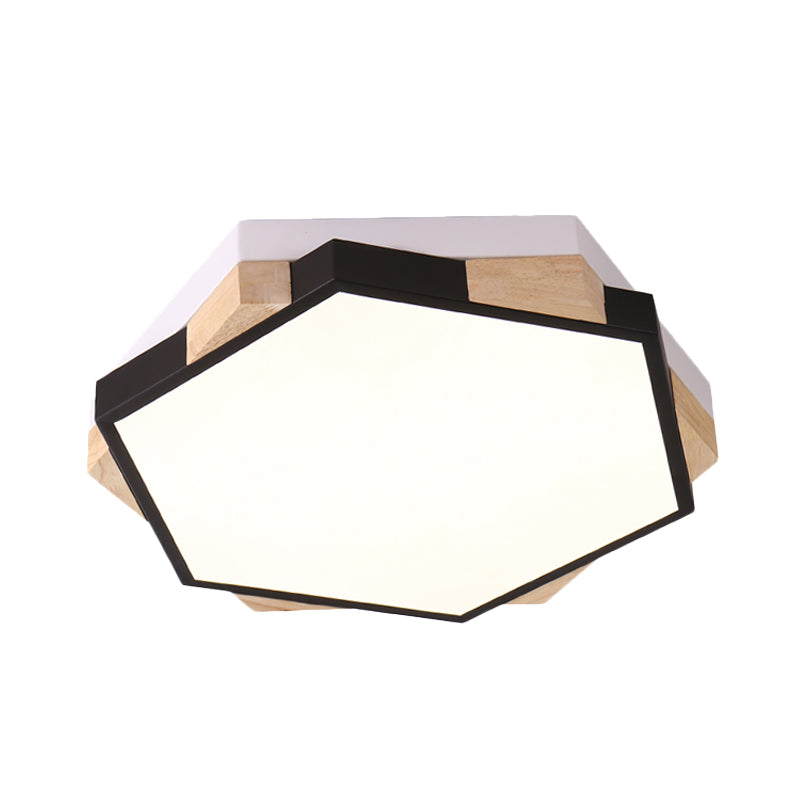 Hexagon Led Flush Ceiling Light - Acrylic Macaron Style Eye-Caring Lamp