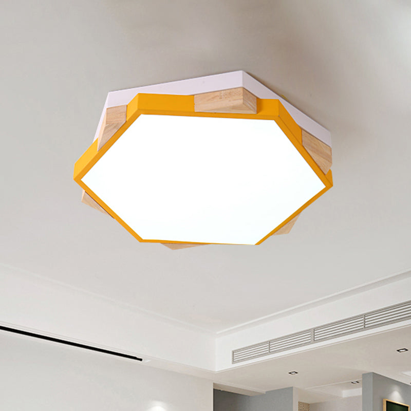 Hexagon Led Flush Ceiling Light - Acrylic Macaron Style Eye-Caring Lamp