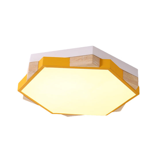 Hexagon Led Flush Ceiling Light - Acrylic Macaron Style Eye-Caring Lamp