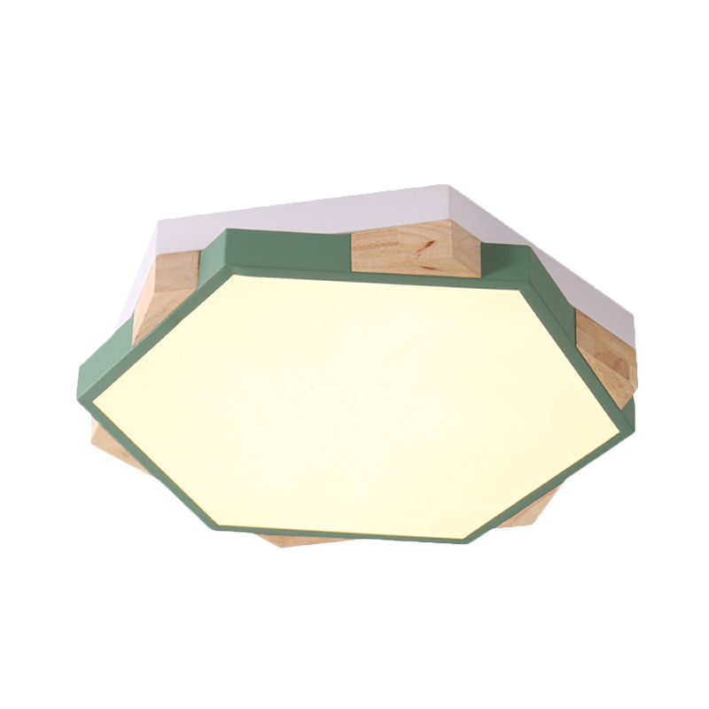 Hexagon Led Flush Ceiling Light - Acrylic Macaron Style Eye-Caring Lamp