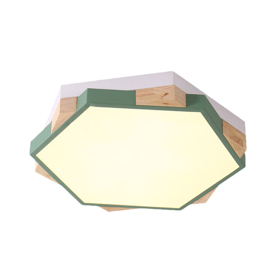 Hexagon Led Flush Ceiling Light - Acrylic Macaron Style Eye-Caring Lamp