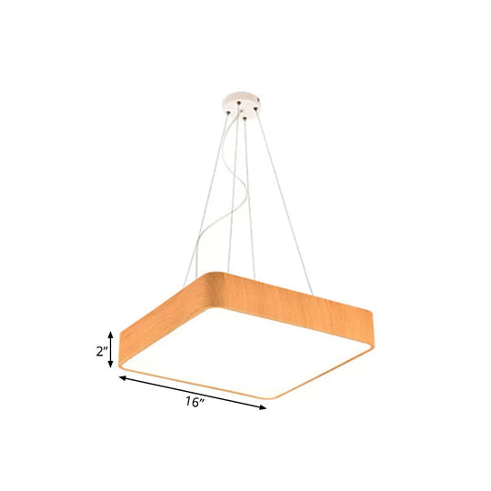 Modern LED Suspension Pendant Lamp Kit – Wooden Square Design in Various Widths (12"/16"/19.5") – Available in White, Warm, or Natural Light