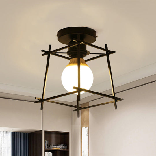 Modern Black Flush Mount Ceiling Lamp with Circle Metal/Wood Canopy