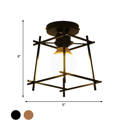 Modern Black Flush Mount Ceiling Lamp with Circle Metal/Wood Canopy