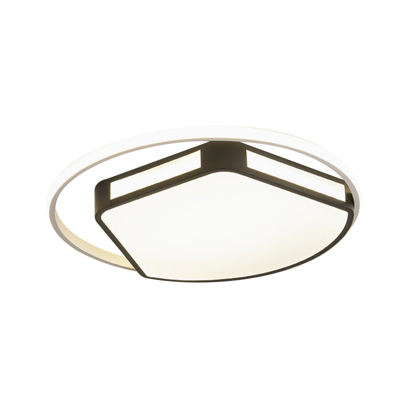 Minimalist LED Flush Mount Ceiling Light in White/Black, 16"/19.5" Round/Square for Bedroom