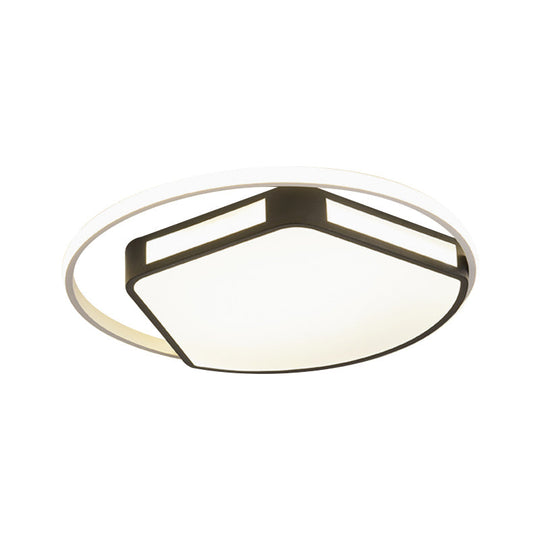Minimalist LED Flush Mount Ceiling Light in White/Black, 16"/19.5" Round/Square for Bedroom