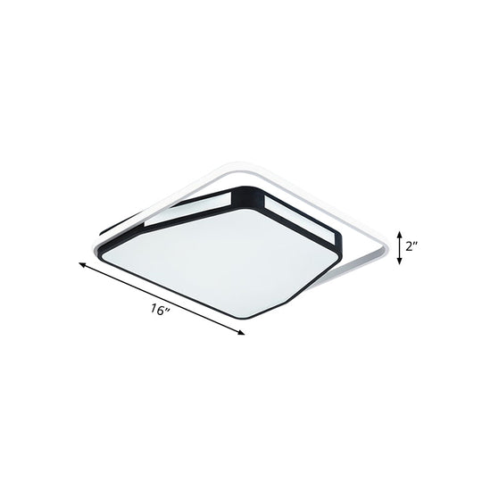 Minimalist Led Flush Mount Ceiling Light In White/Black 16/19.5 Round/Square For Bedroom