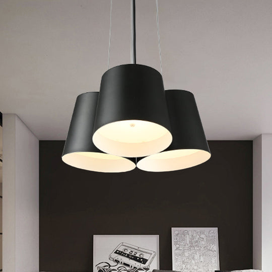 Black Metal LED Drum Chandelier for Modern Bedroom Lighting