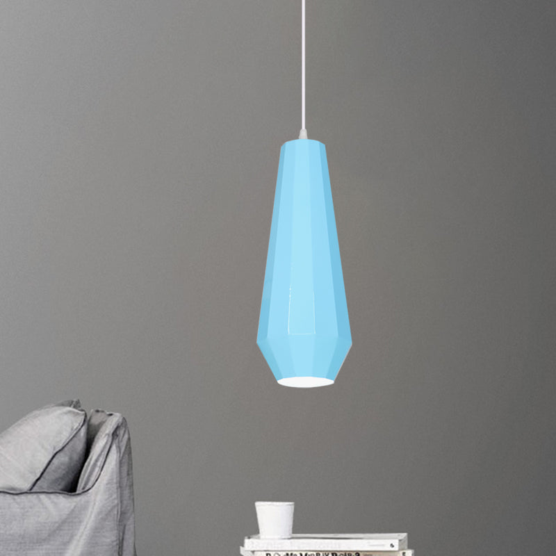 Macaron Yellow/Blue/Green Pendant Light Kit - 1-Light Hanging Lamp With Stylish Iron Shade Options