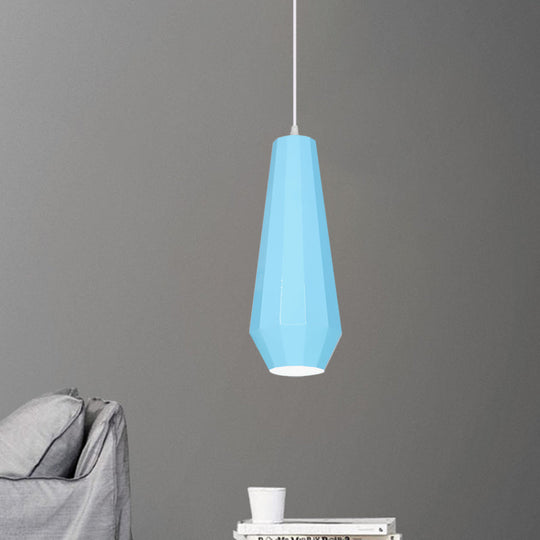 Macaron Yellow/Blue/Green Pendant Light Kit - 1-Light Hanging Lamp With Stylish Iron Shade Options