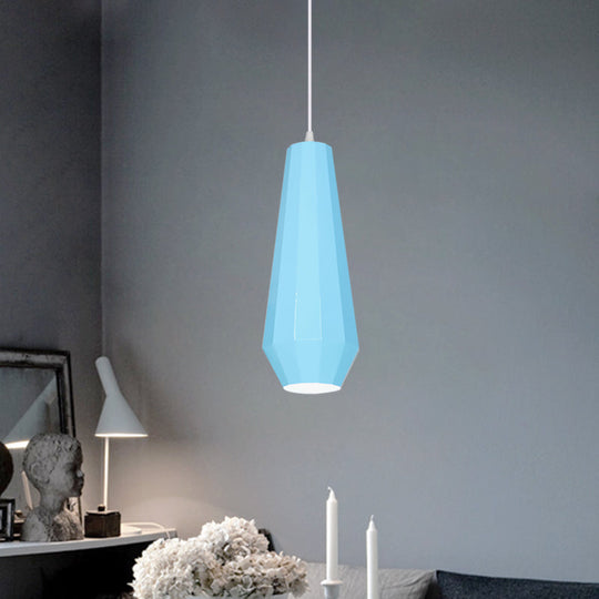 Macaron Yellow/Blue/Green Pendant Light Kit - 1-Light Hanging Lamp With Stylish Iron Shade Options
