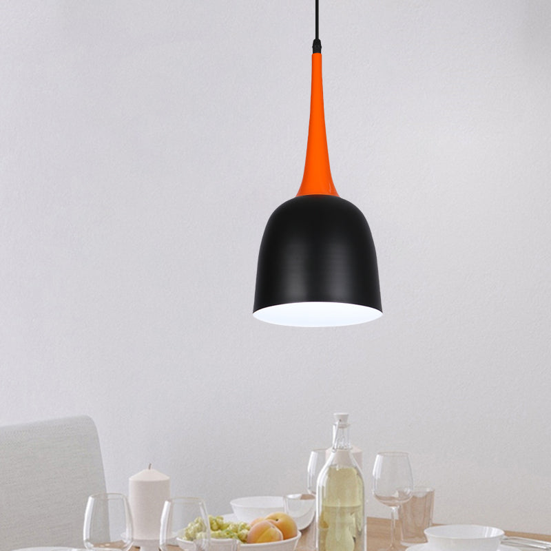 Black/White/Pink Pendulum Light Macaron Iron Down Lighting Pendant With Orange Grip