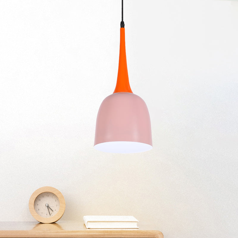 Black/White/Pink Pendulum Light Macaron Iron Down Lighting Pendant With Orange Grip