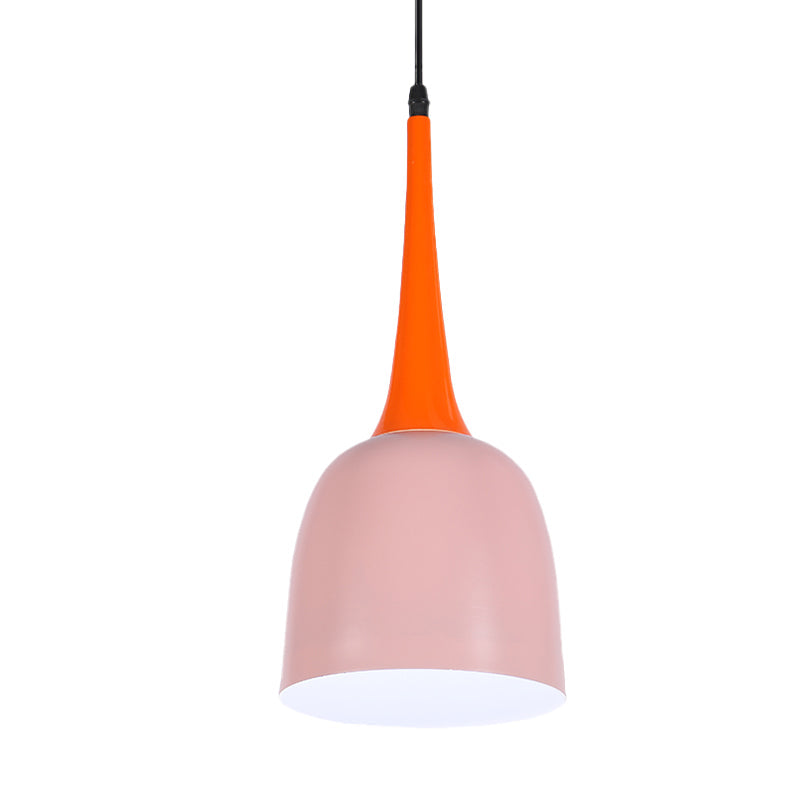 Black/White/Pink Pendulum Light Macaron Iron Down Lighting Pendant With Orange Grip