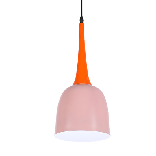 Black/White/Pink Pendulum Light Macaron Iron Down Lighting Pendant With Orange Grip