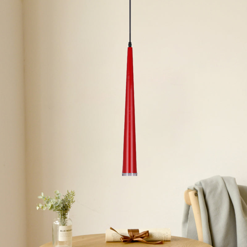Mini Hanging Pendant Macaron Metal Light Fixture - 1 Bulb Grey/White/Red Ideal For Tables Red