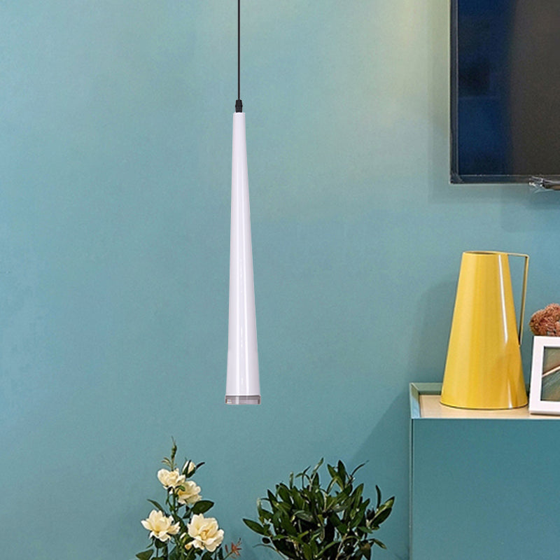 Mini Hanging Pendant Macaron Metal Light Fixture - 1 Bulb Grey/White/Red Ideal For Tables White