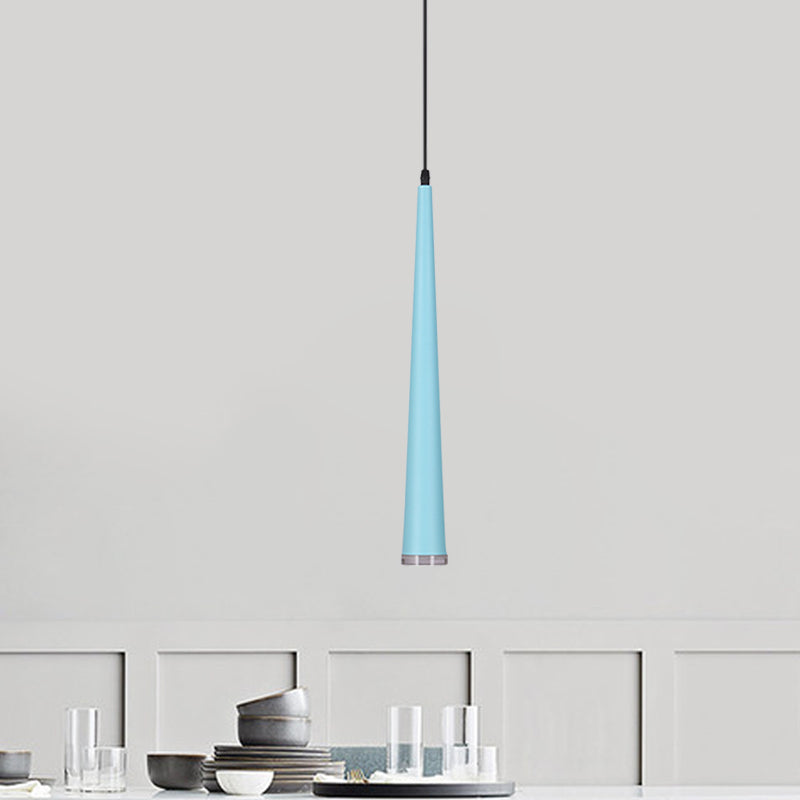 Mini Hanging Pendant Macaron Metal Light Fixture - 1 Bulb Grey/White/Red Ideal For Tables