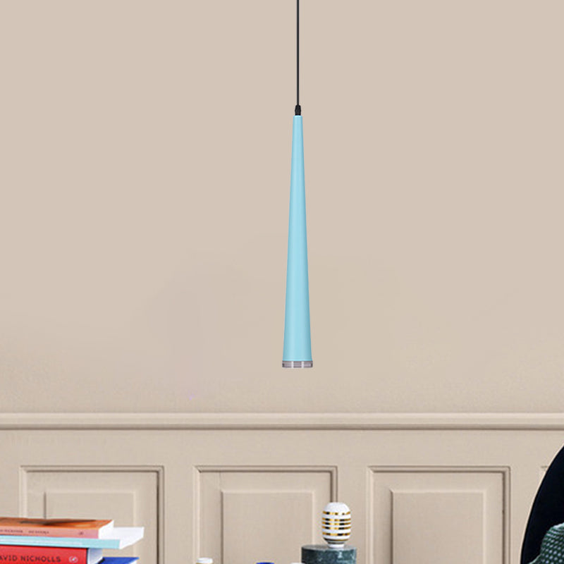 Mini Hanging Pendant Macaron Metal Light Fixture - 1 Bulb Grey/White/Red Ideal For Tables