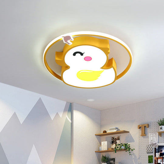 Cheerful Yellow Duck LED Ceiling Flushmount with Acrylic Shade