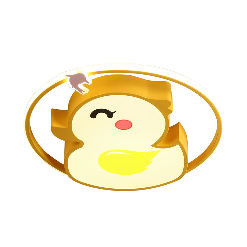 Cheerful Yellow Duck Led Ceiling Flushmount With Acrylic Shade