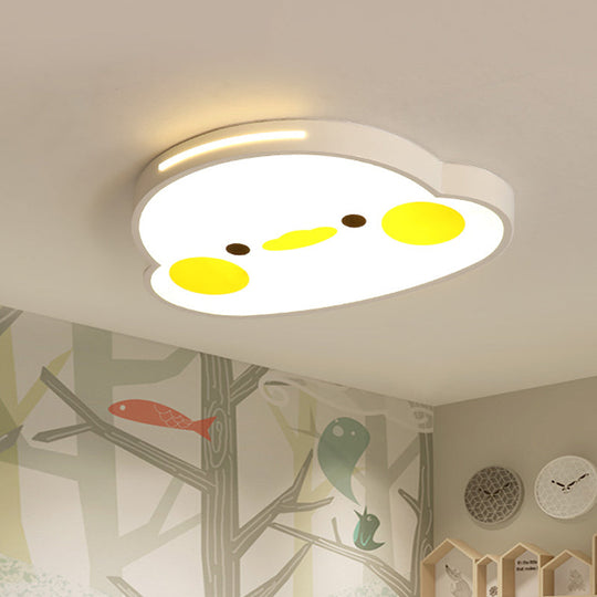 Charming Chick Baby Room Flushmount Light - Adorable LED Ceiling Fixture in White