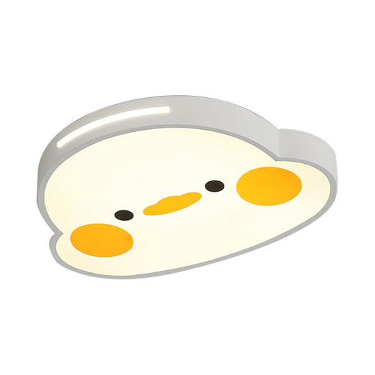 Charming Chick Baby Room Flushmount Light - Adorable LED Ceiling Fixture in White