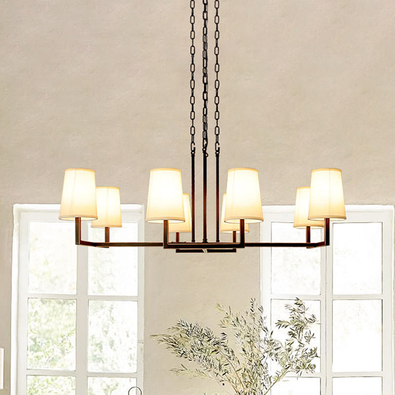 Classic White Hanging Chandelier With 6 Bulbs For Living Room Lighting