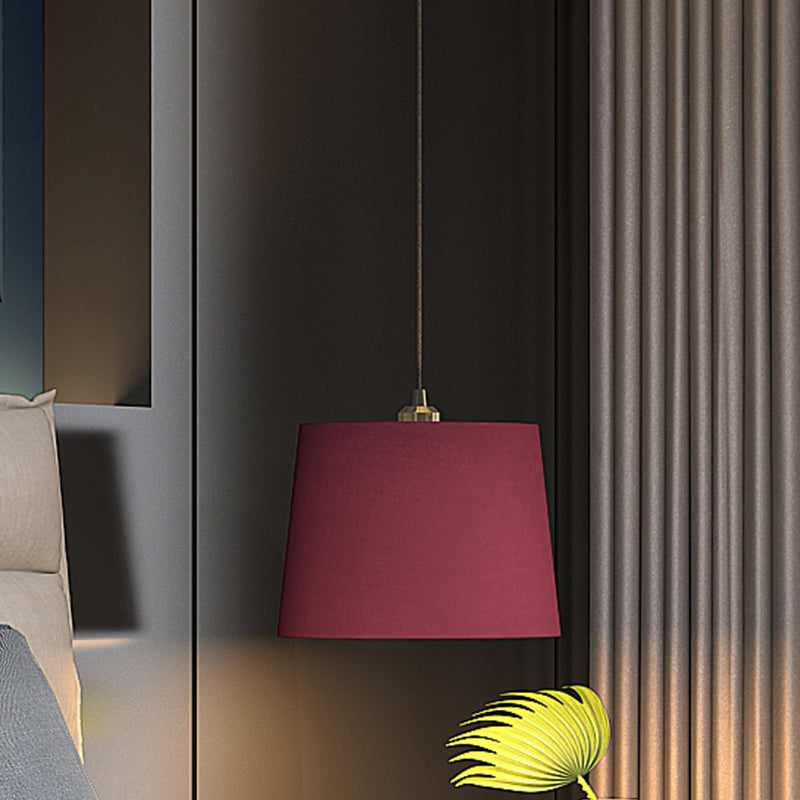 Country Fabric 1-Light Purple Drum Pendant - Bedroom Ceiling Light