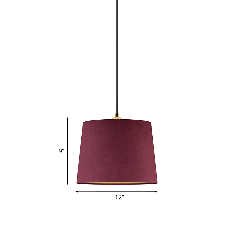 Country Fabric 1-Light Purple Drum Pendant - Bedroom Ceiling Light