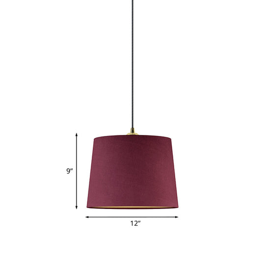 Country Fabric 1-Light Purple Drum Pendant - Bedroom Ceiling Light