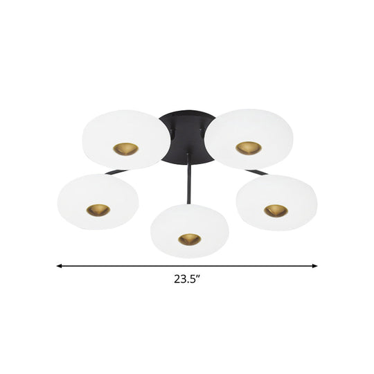 Modern LED Flush Ceiling Light with Donut Semi Mount Design - Black-White Acrylic for Stylish Sitting Room Lighting