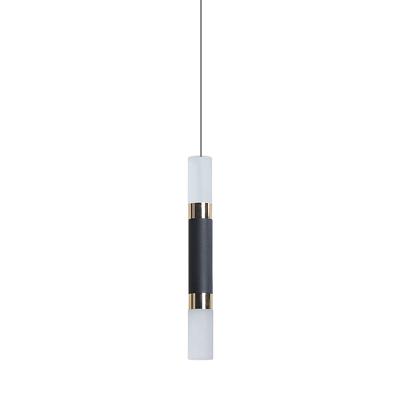 Minimalist Iron Tube Bedside Pendant Light - 10"/12"/12.5" High, LED Hanging, Black Finish, Warm/White Light