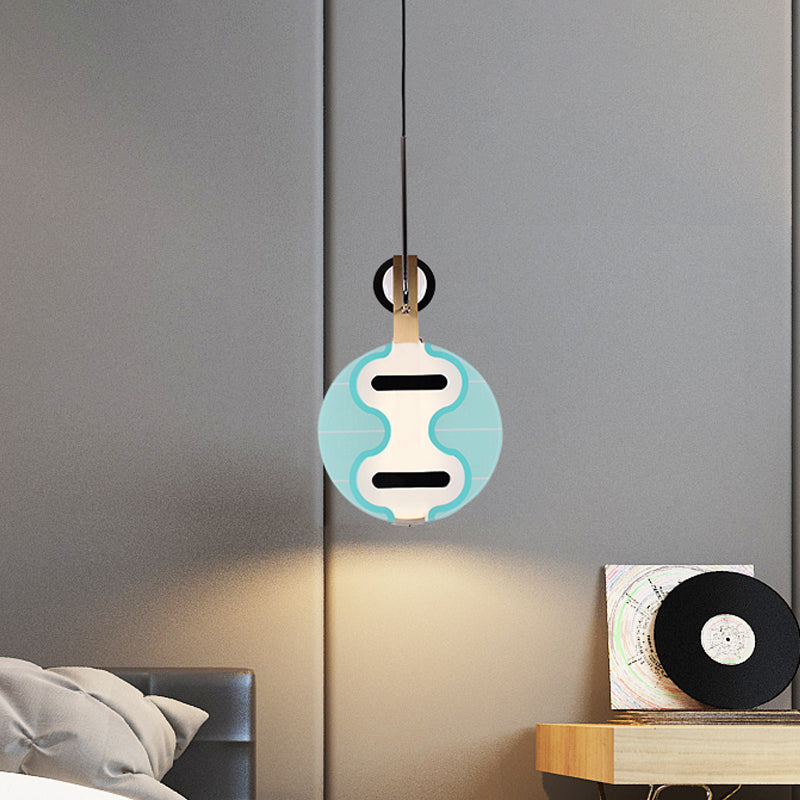 Blue Acrylic Led Pendant Ceiling Light: Thin Lute Downlighting For Modern & Creative Bedroom