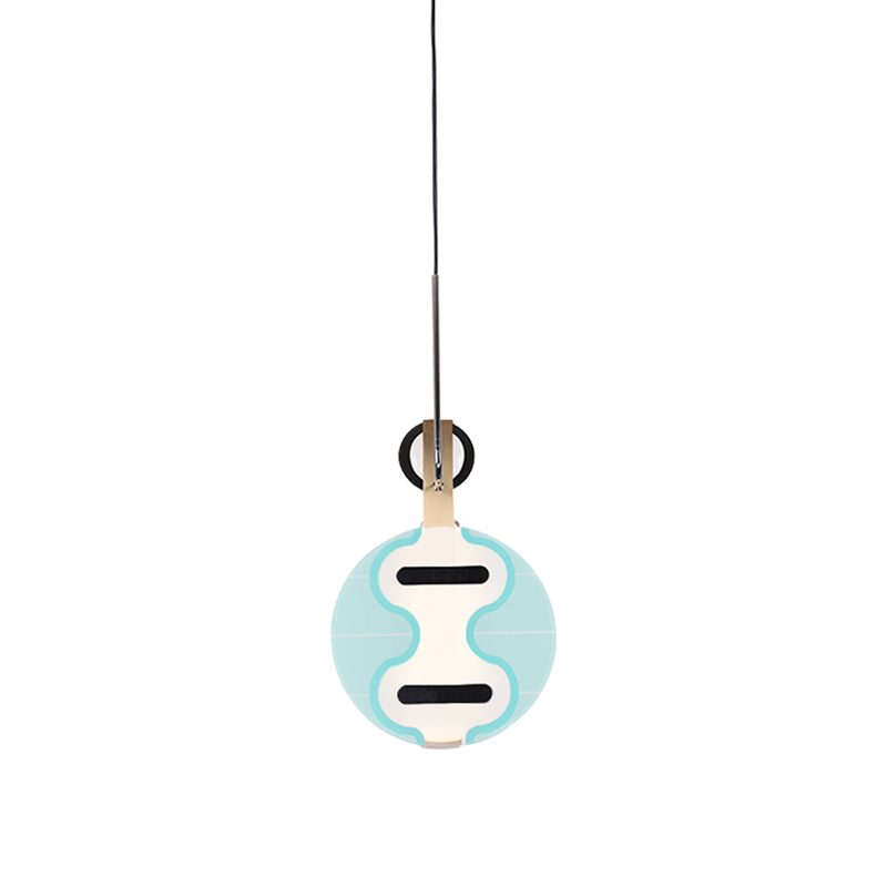 Blue Acrylic LED Ceiling Light: Modern Thin Lute Down Lighting Pendant for Creative Bedroom Ambiance