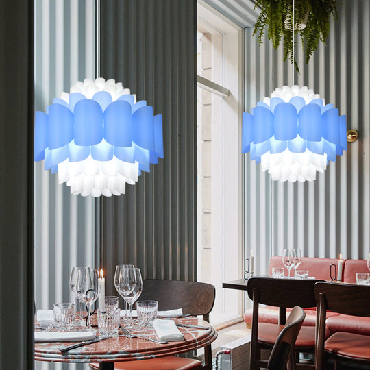 Modern Blue Floral Pendant Led Ceiling Light For Restaurants