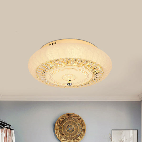 Contemporary Crystal LED Ceiling Mount Light - Gold Finish, Round Design - Flushmount for Living Room