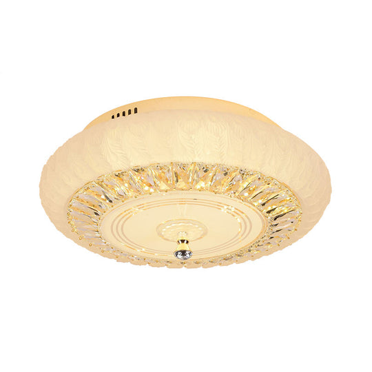 Contemporary Crystal LED Ceiling Mount Light - Gold Finish, Round Design - Flushmount for Living Room