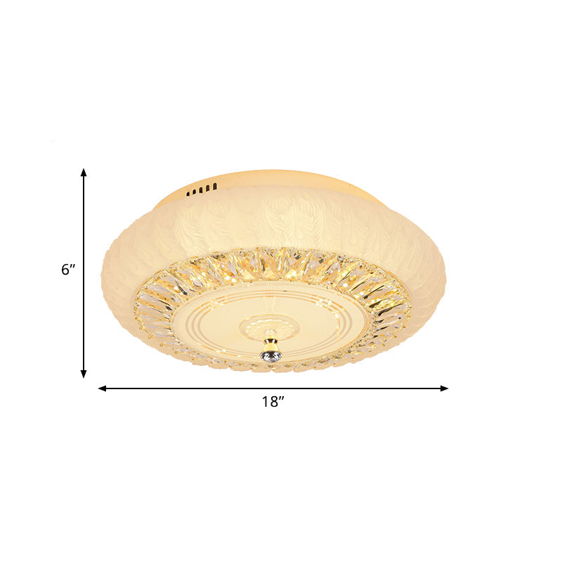 Contemporary Crystal LED Ceiling Mount Light - Gold Finish, Round Design - Flushmount for Living Room