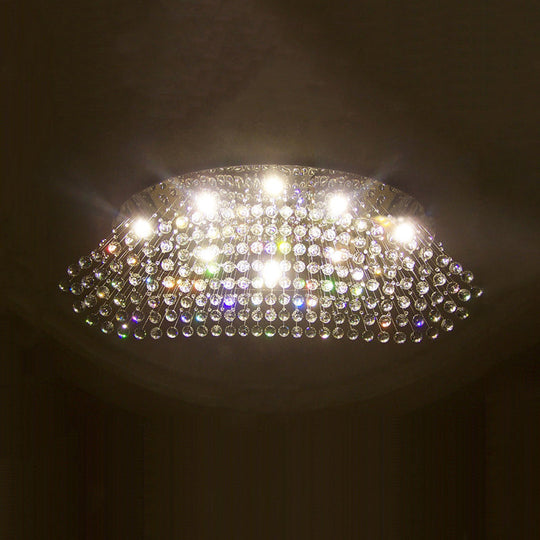 Modern LED Crystal Orb Ceiling Light in Chrome Finish for Bedrooms