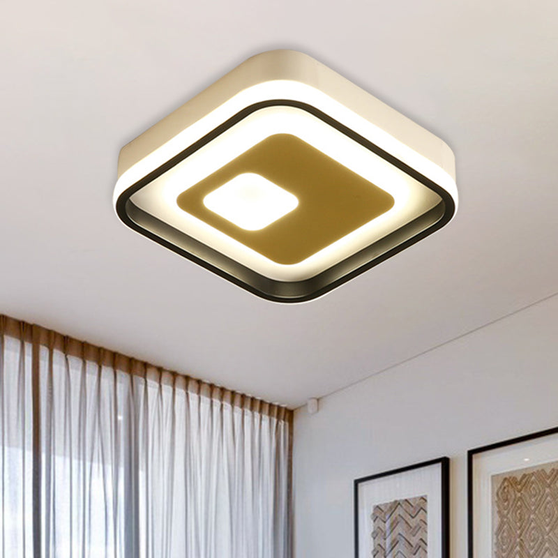Modern LED Hallway Flush Ceiling Lamp with Acrylic Shade - Black and White