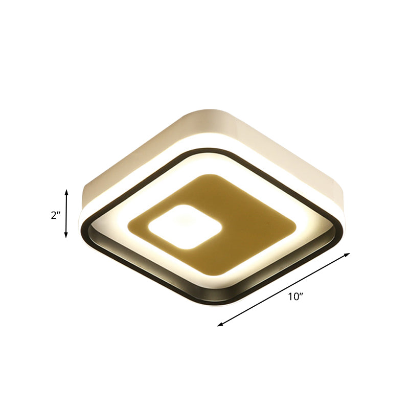 Modern LED Hallway Flush Ceiling Lamp with Acrylic Shade - Black and White