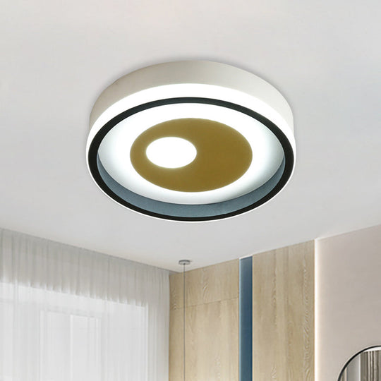 Modern LED Hallway Flush Ceiling Lamp with Acrylic Shade - Black and White
