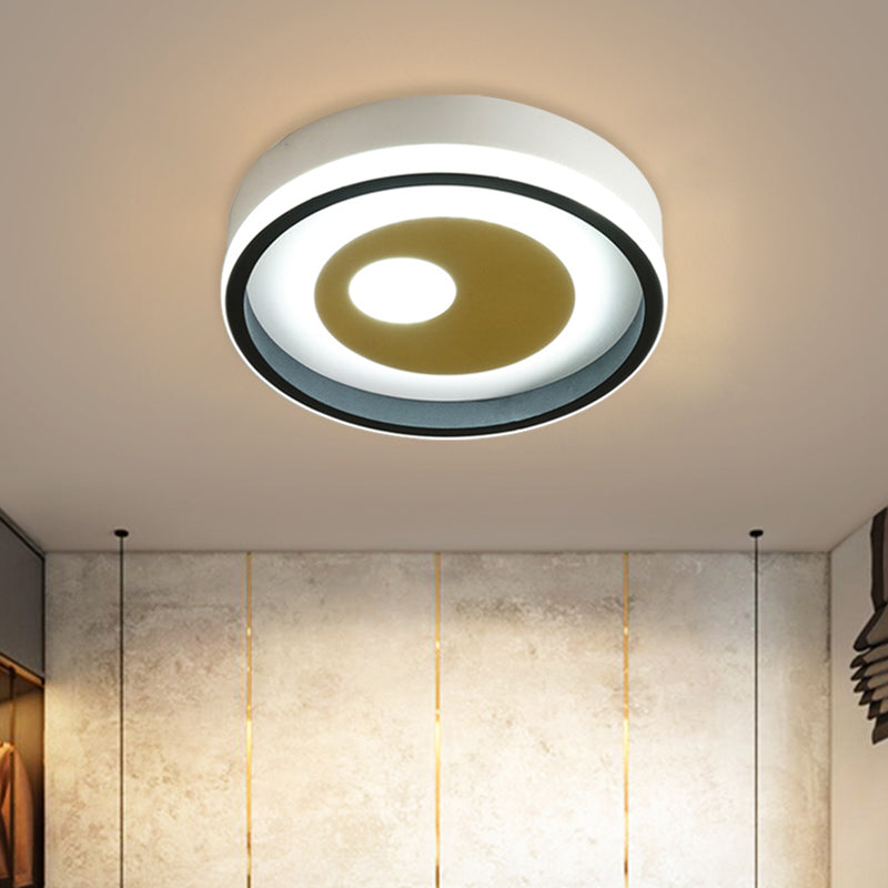 Modern LED Hallway Flush Ceiling Lamp with Acrylic Shade - Black and White