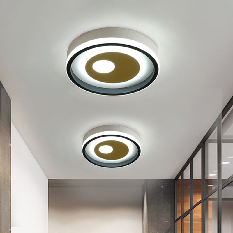 Modern LED Hallway Flush Ceiling Lamp with Acrylic Shade - Black and White